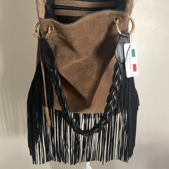 NWT DSQUARED2 LEATHER SUEDE WITH FRINGE BAG - Picture 4 of 10